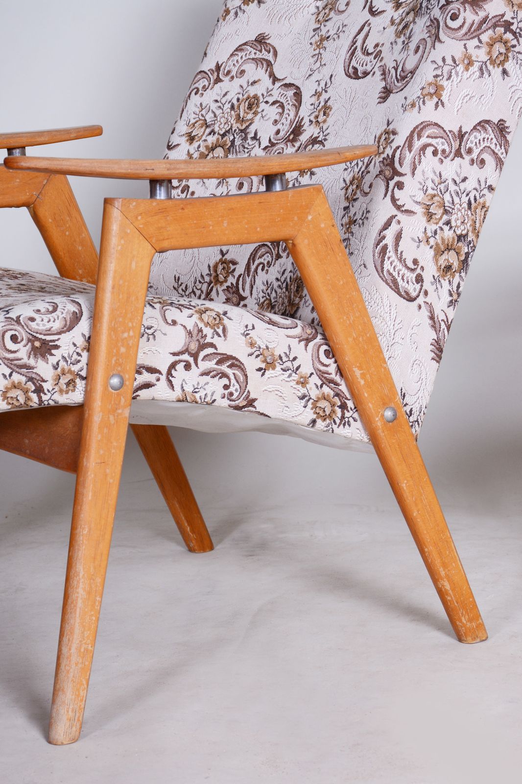 Pair Of Beige Midcentury Armchairs, Made In Czechia, 1950s. Original Condition photo 350.0
