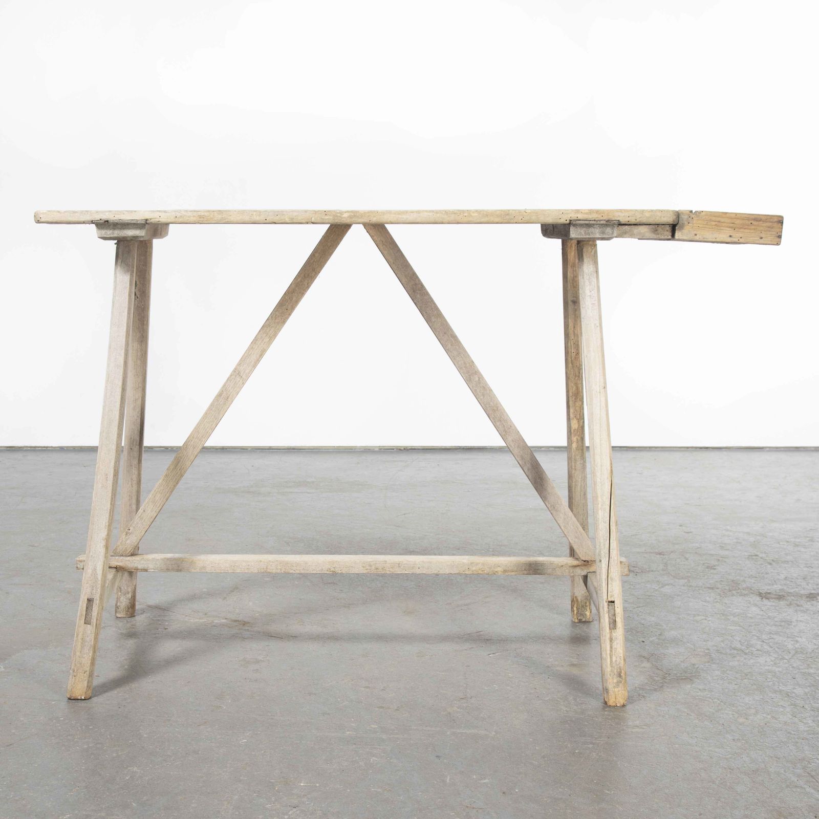 19th Century Original French Washing Table Scrubbed And Bleached Top And Rack photo vinterior