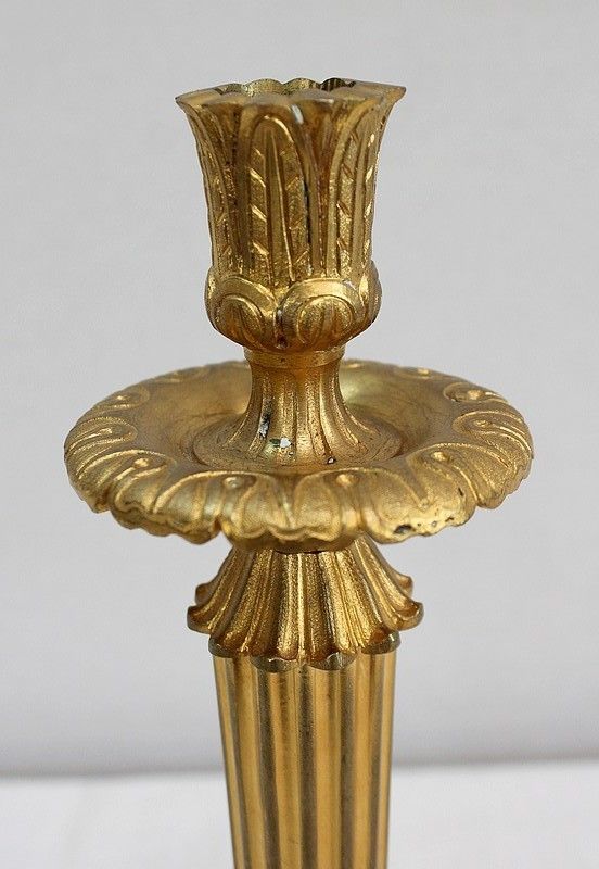 Pair Of Gilt Bronze Torches, Louis XVI Style   Early 20th Century photo vinterior