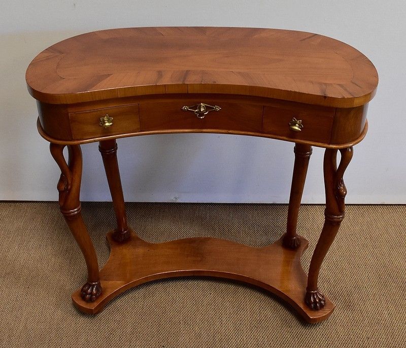 Small Kidney Dressing Table And Its Cherrywood Armchair   1950s photo Furniture