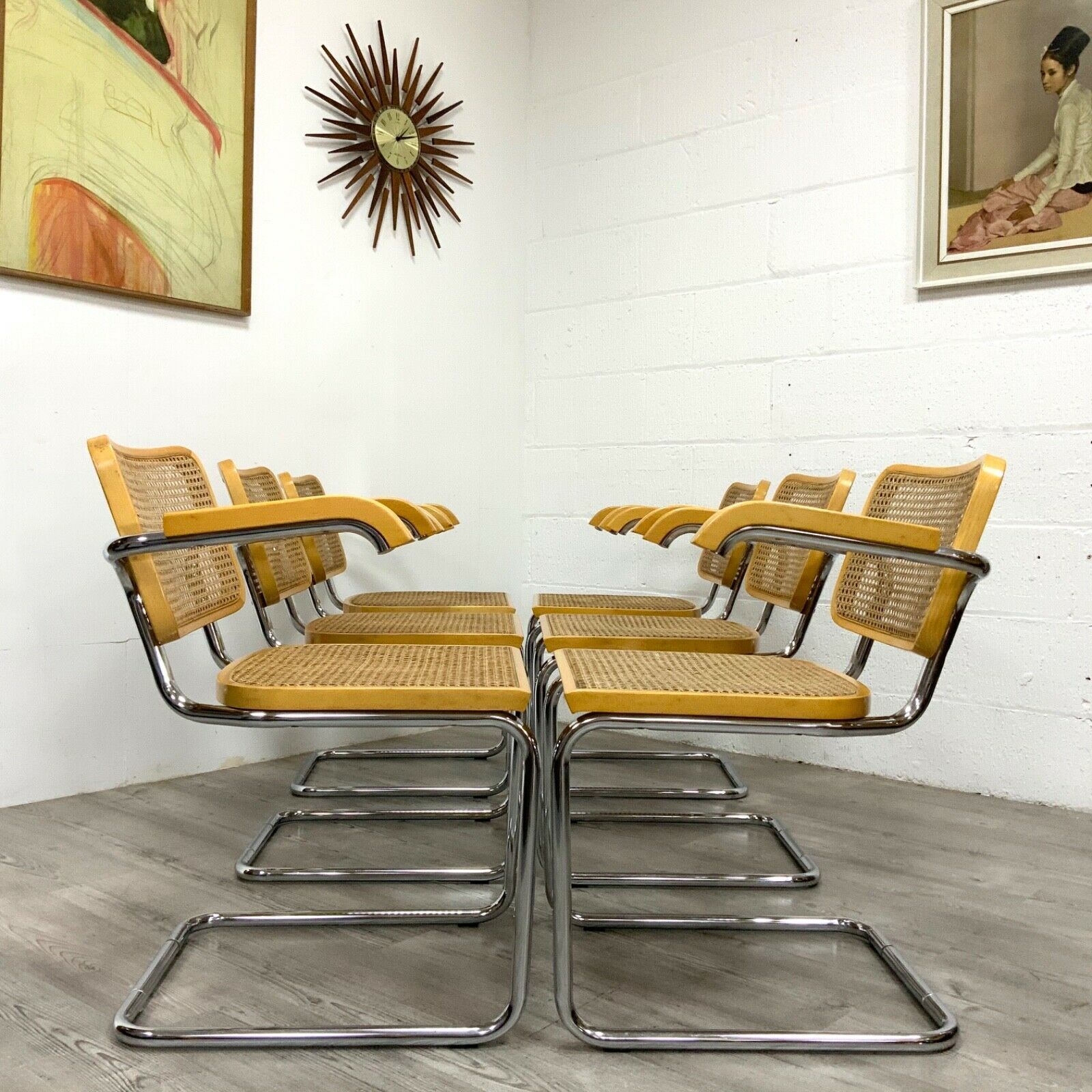 Set Of 6 Vintage Mid Century Marcel Breuer Italian Made Cesca Chairs By Habitat photo furniture