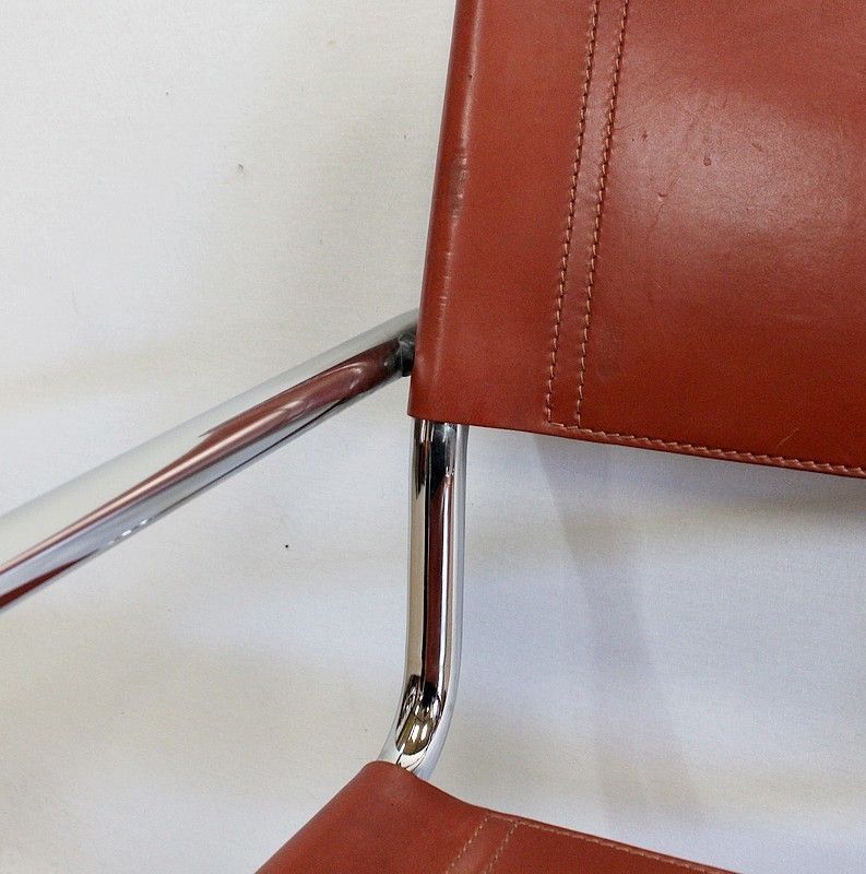 Suite Of 4 Leather Armchairs Signed Matteo Grassi   1960s photo buy