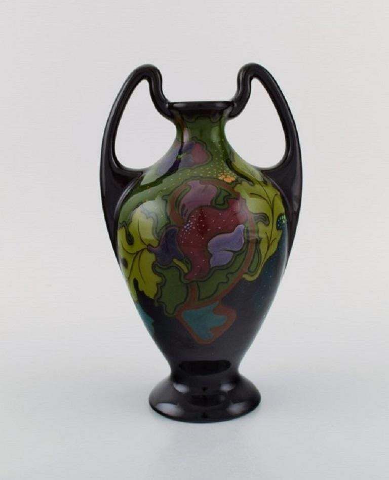 Regina, Holland, Antique Art Nouveau Vase With Hand Painted Flowers And Foliage photo 531.0