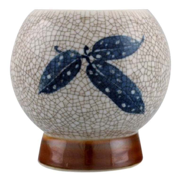 Art Deco Bing & Grøndahl Vase In Hand Painted Crackle Porcelain, 1920s