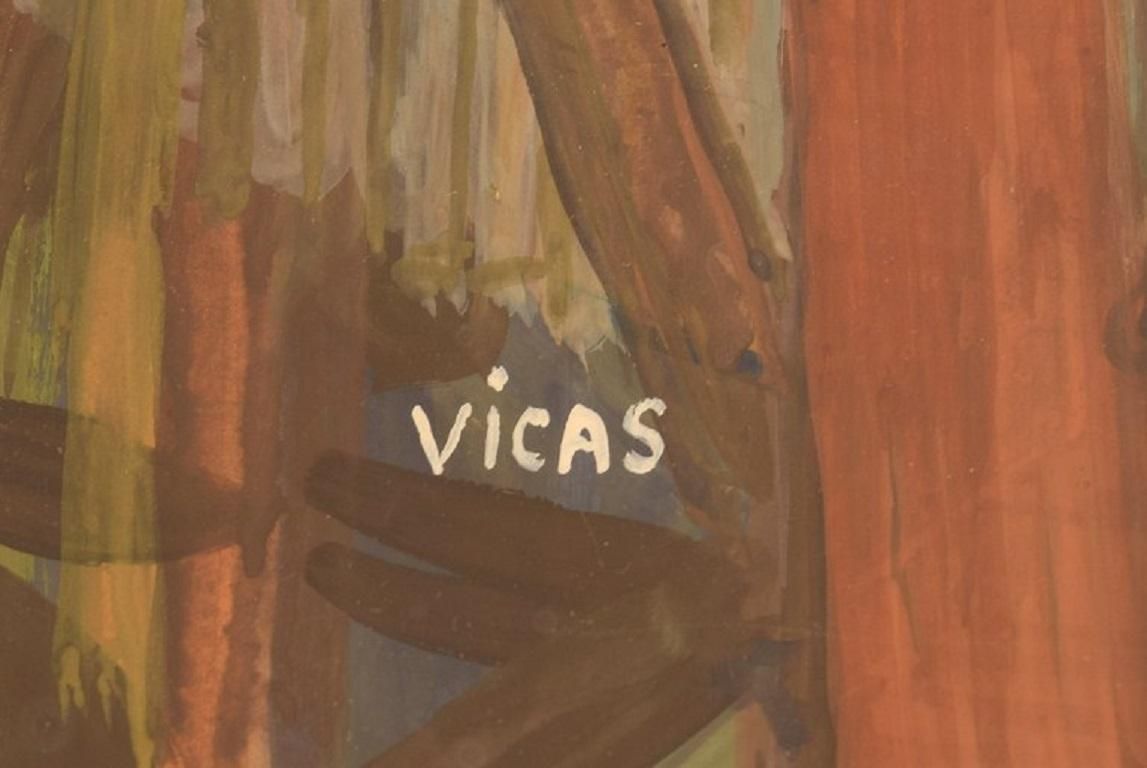 Naomi Vicas 'B. 1920', French Artist, Gouache On Paper, Still Life, Mid 20th C photo vinterior