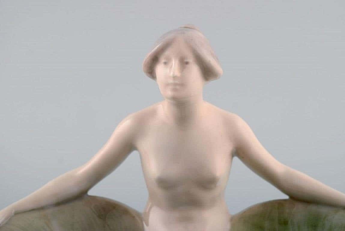 Early And Rare Royal Copenhagen Art Nouveau Dish With Nude Female Figure photo buy
