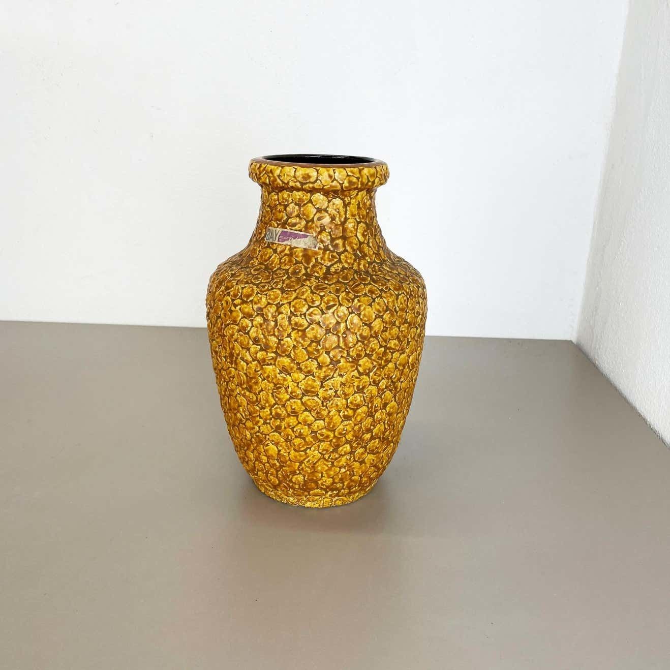 Super Colorful Fat Lava Pottery "Contura" Vase By Bay Ceramics, Germany, 1950s photo for sale