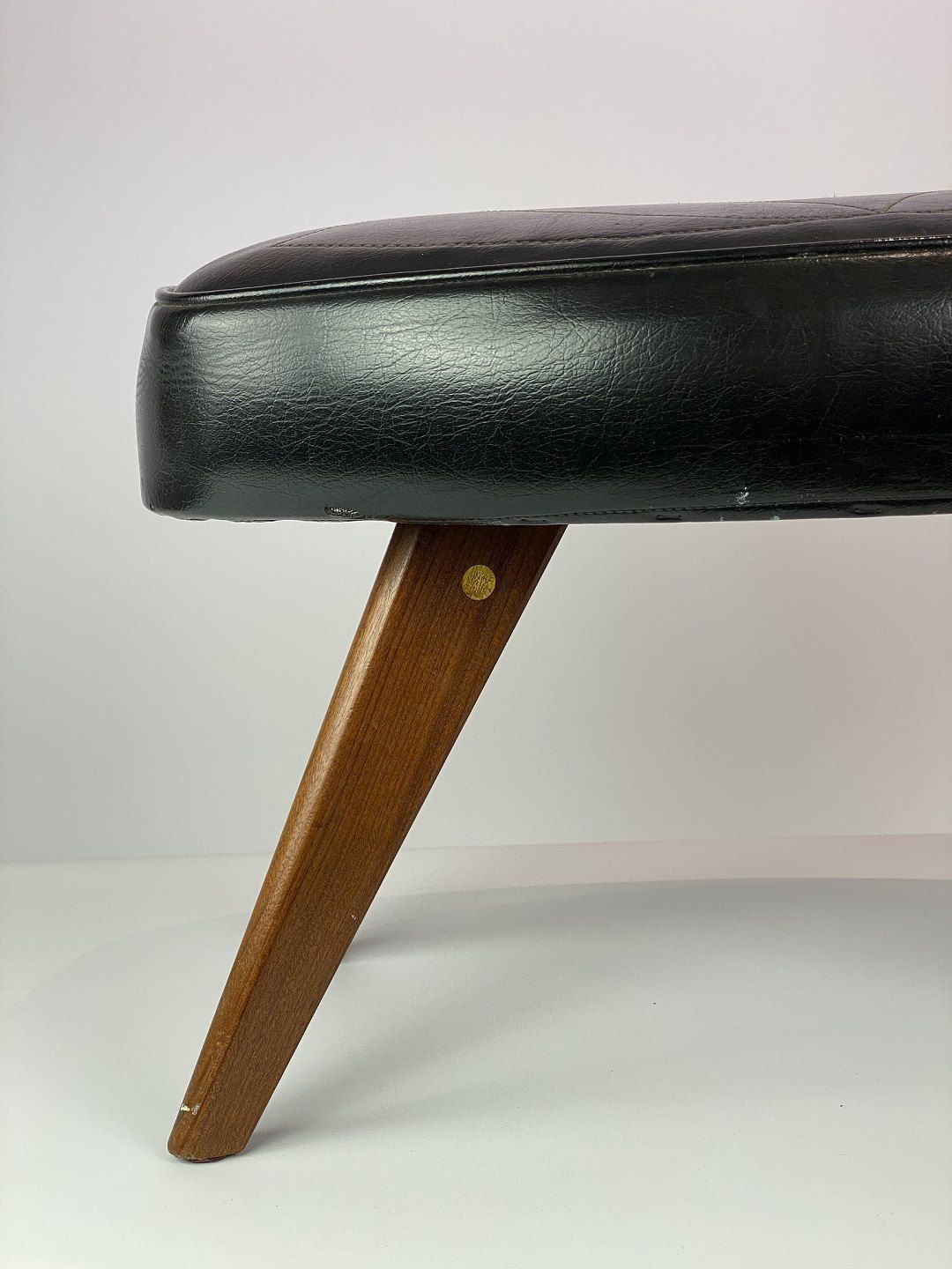 Stool With Black Faux Leather And Legs In Teak Of Danish Design From The 1960s photo furniture