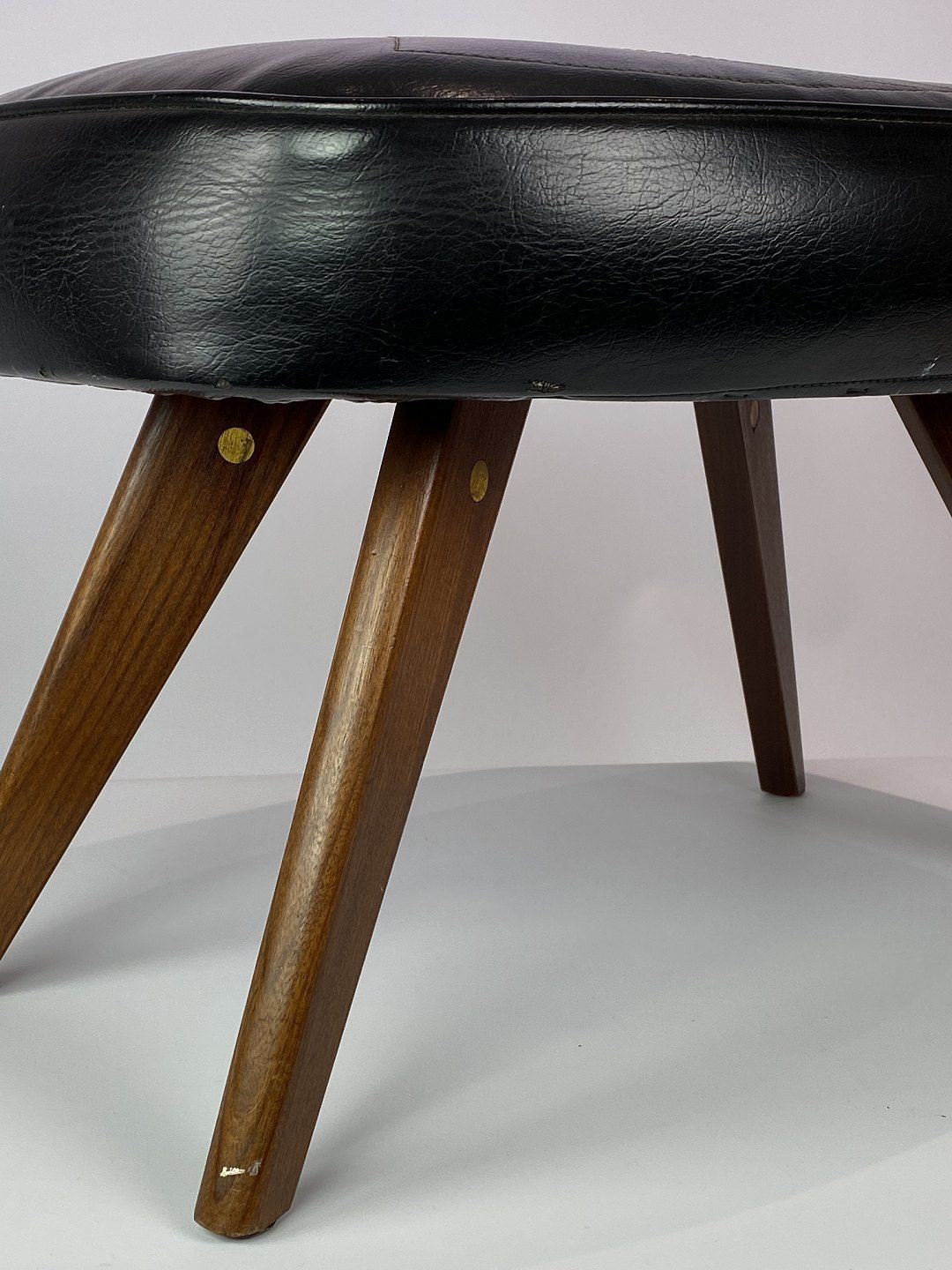 Stool With Black Faux Leather And Legs In Teak Of Danish Design From The 1960s photo Furniture