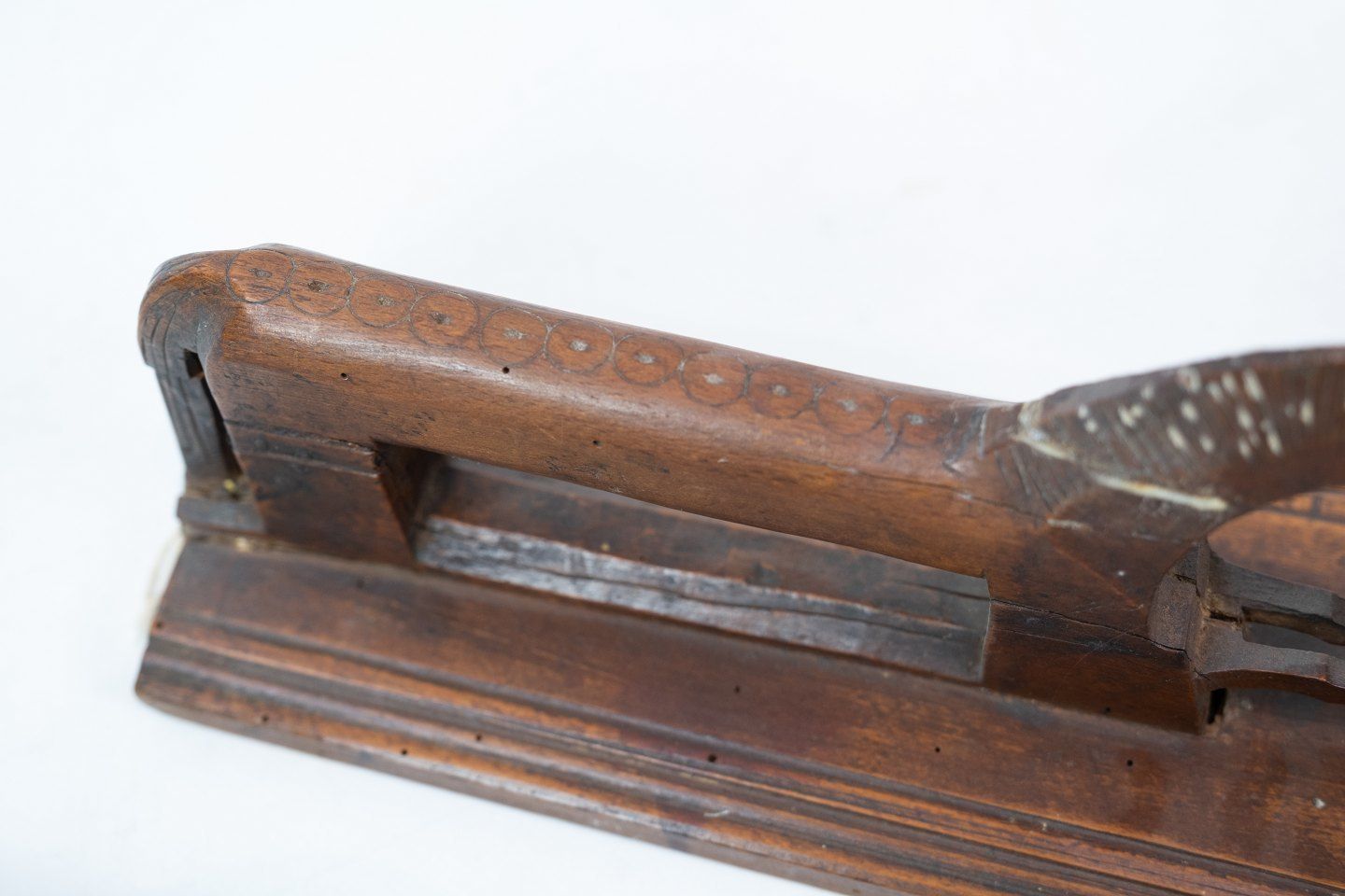 Beautifully Decorated Antique Board With Handle In The Shape Of A Horse In Dark Wood From The 1890s photo for sale