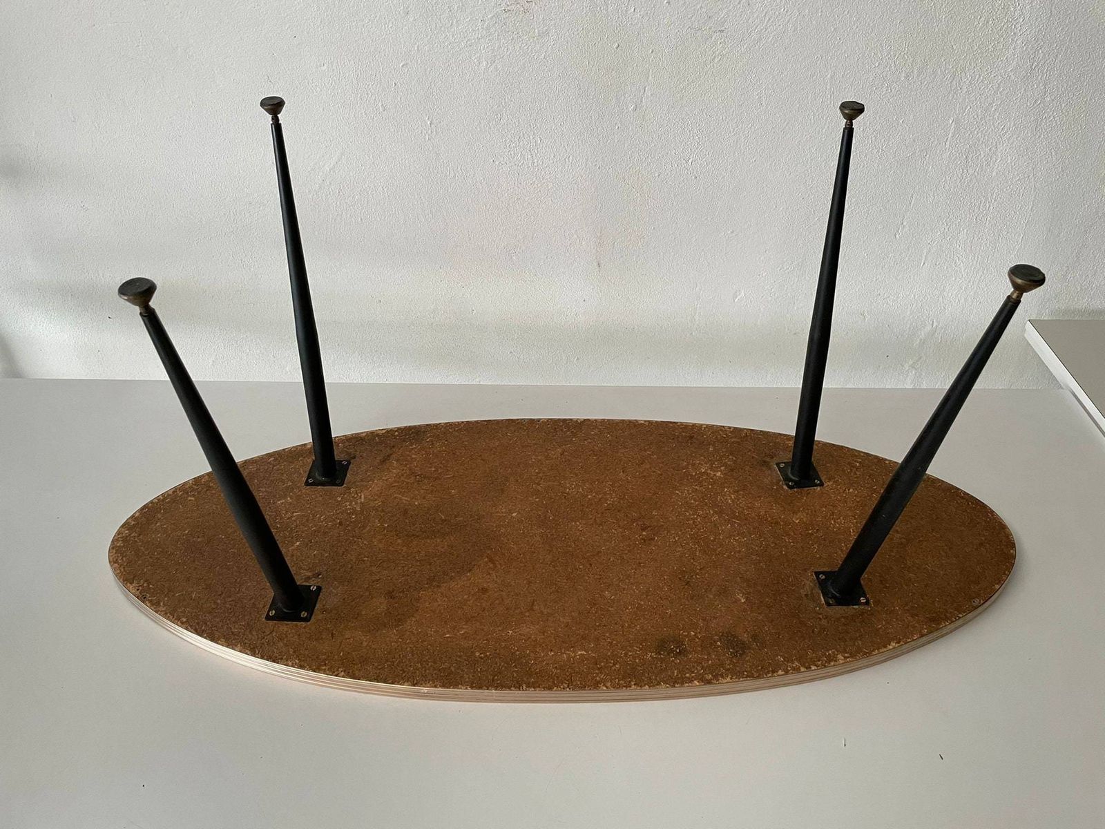 photo for sale Very Rare Signed Original Oil Paint Top Wooden Oval Shaped Xl Table, 1950s, Italy