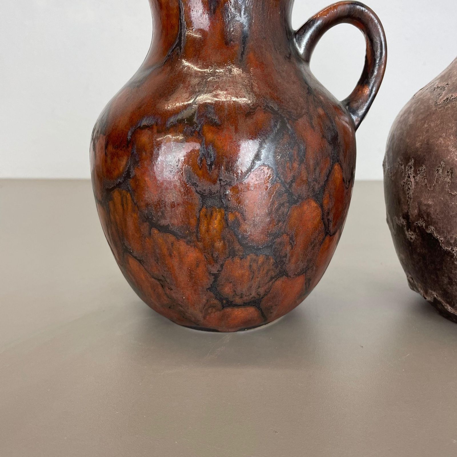 Set Of 2 Pottery Vases Fat Lava Abstract Designed By Ruscha, Germany, 1960s photo 395.0