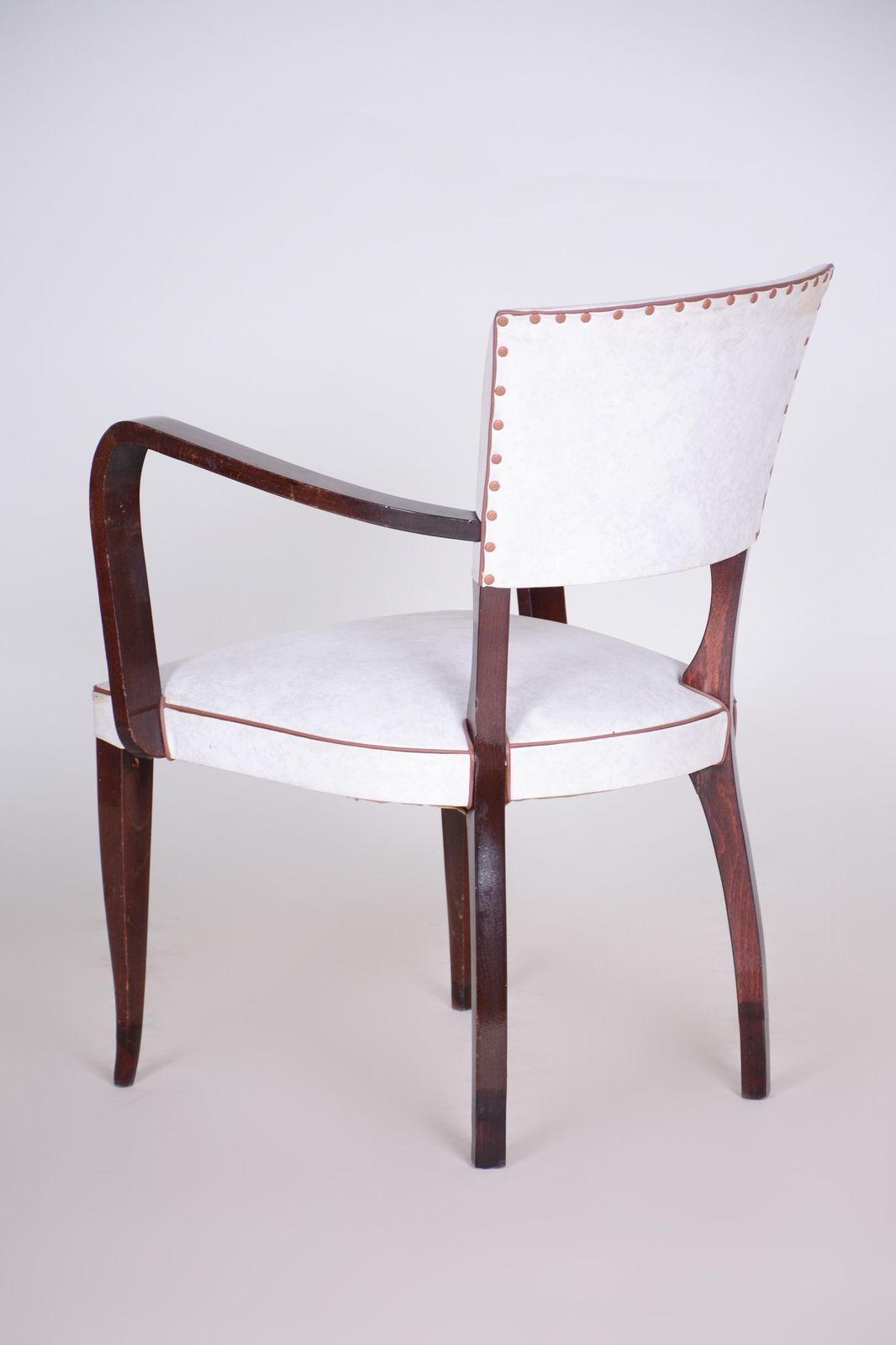 Restored White Armchair Made In France 1930. Upholstered With Artificial Leather. Art Deco photo 670.0