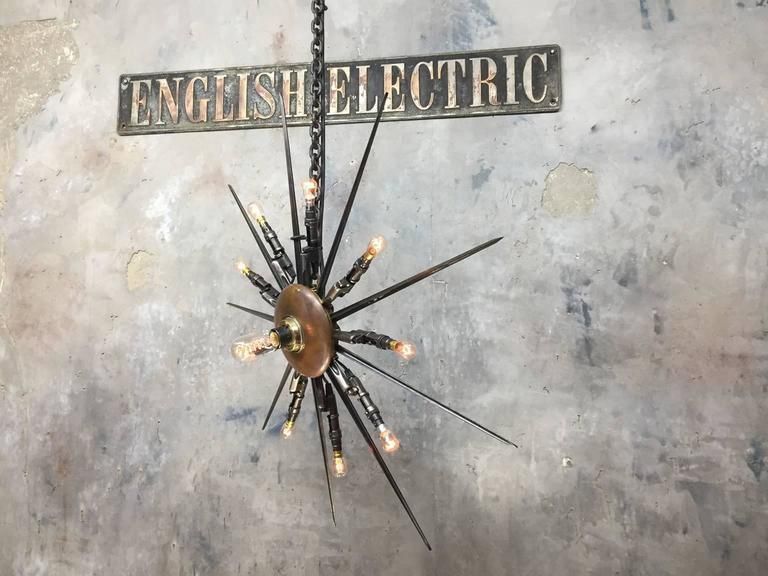 1880's Russian Rifle Bayonet Pendant Chandelier, Steel, Copper, Brass & Bronze photo furniture