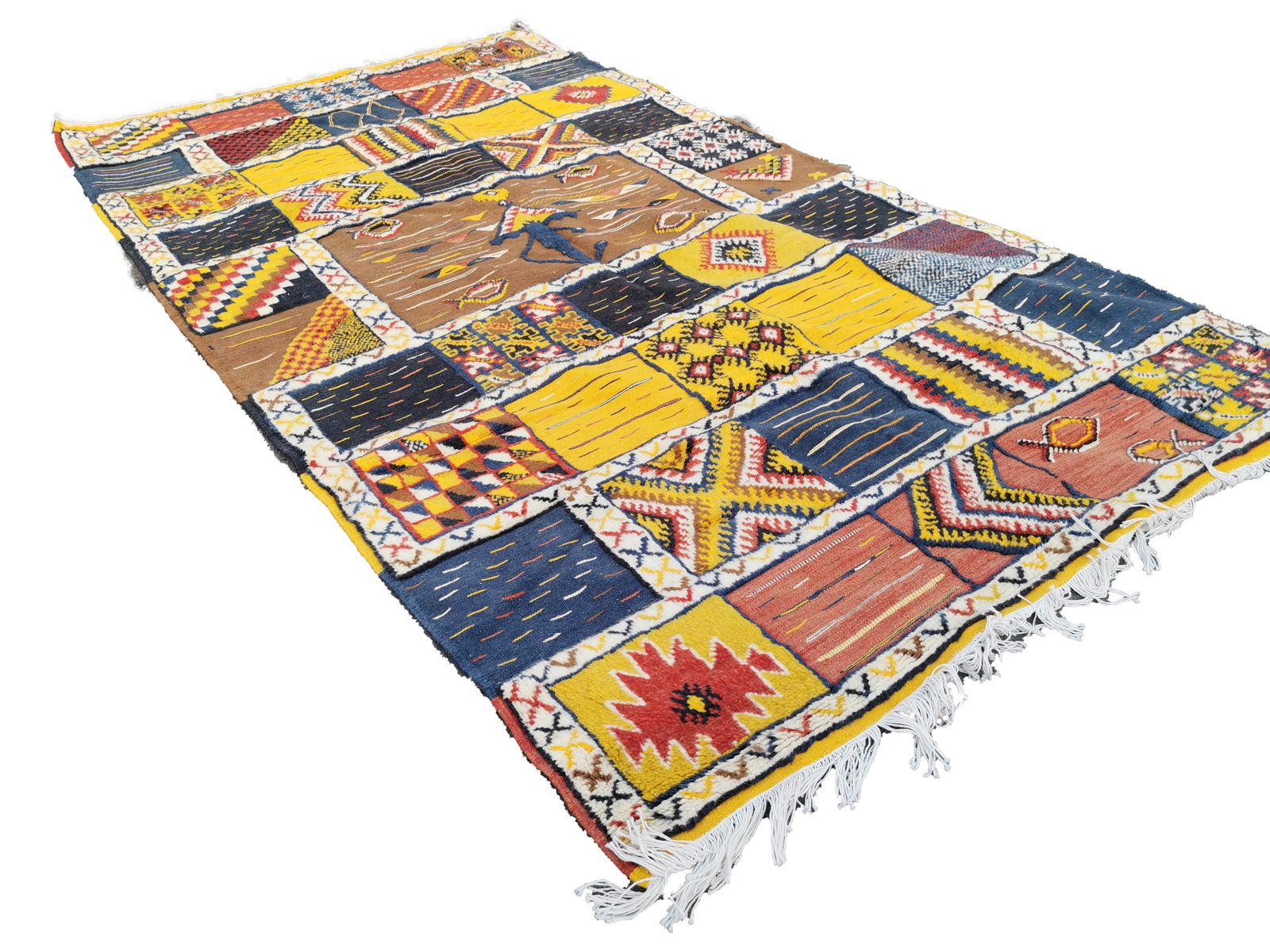 Large Handmade Traditional Moroccan Rug. Natural Wool And Camel Hair.9.1x5.2 Ft photo Textiles