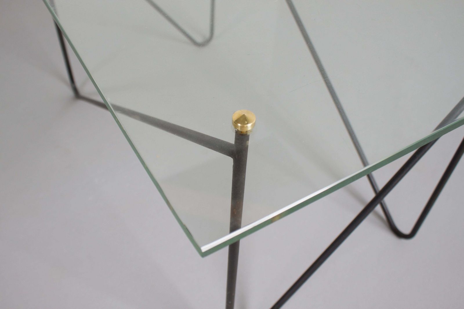 Midcentury Metal And Glass Table By Airborne, France, 1950s photo vinterior