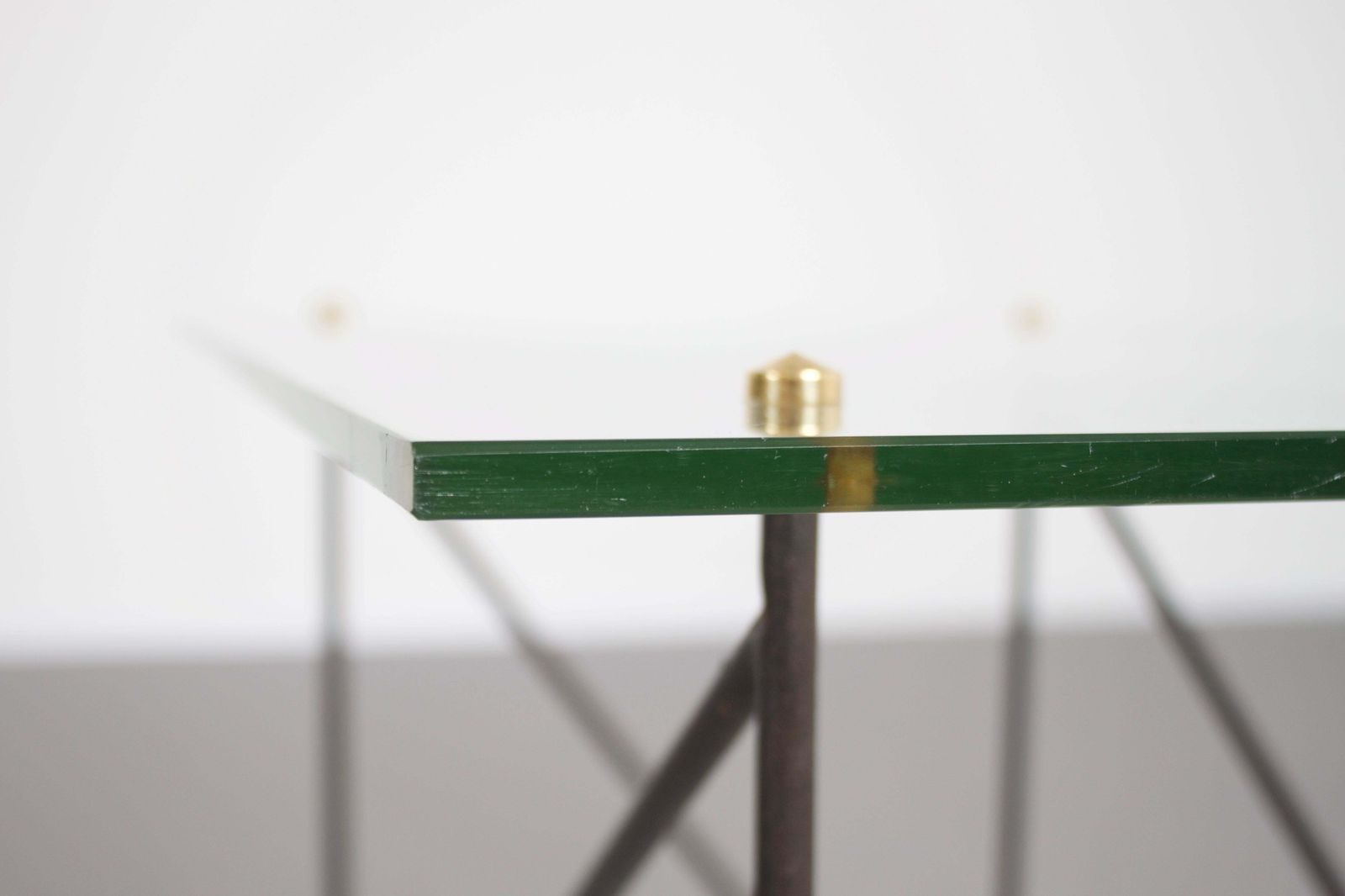 Midcentury Metal And Glass Table By Airborne, France, 1950s photo vintage