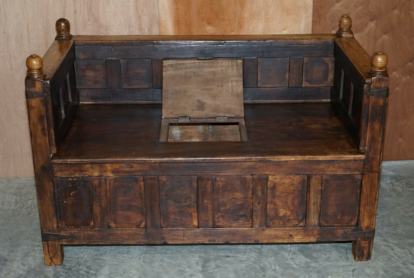 3500.0 Stunning Suite Of Antique Anglo Indian Circa 1880 Oak & Iron Bound Hall Seats photo