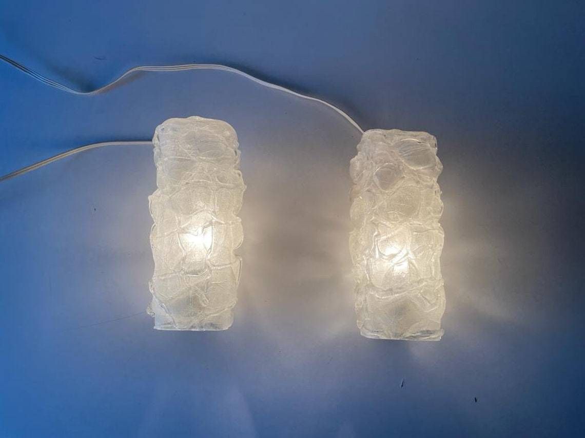 Crystal Glass In Exceptional Shape Pair Of Rare Sconces By Doria 1960 Germany photo Lighting