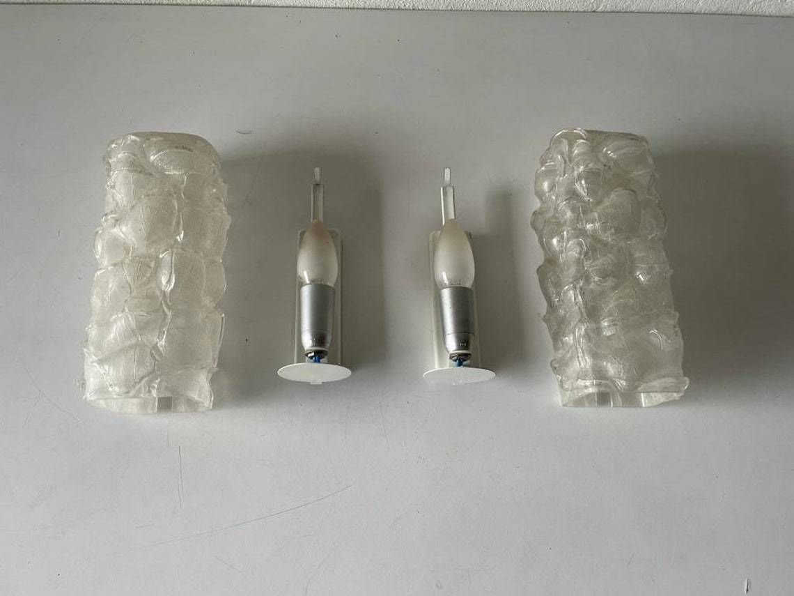 Crystal Glass In Exceptional Shape Pair Of Rare Sconces By Doria 1960 Germany photo vintage