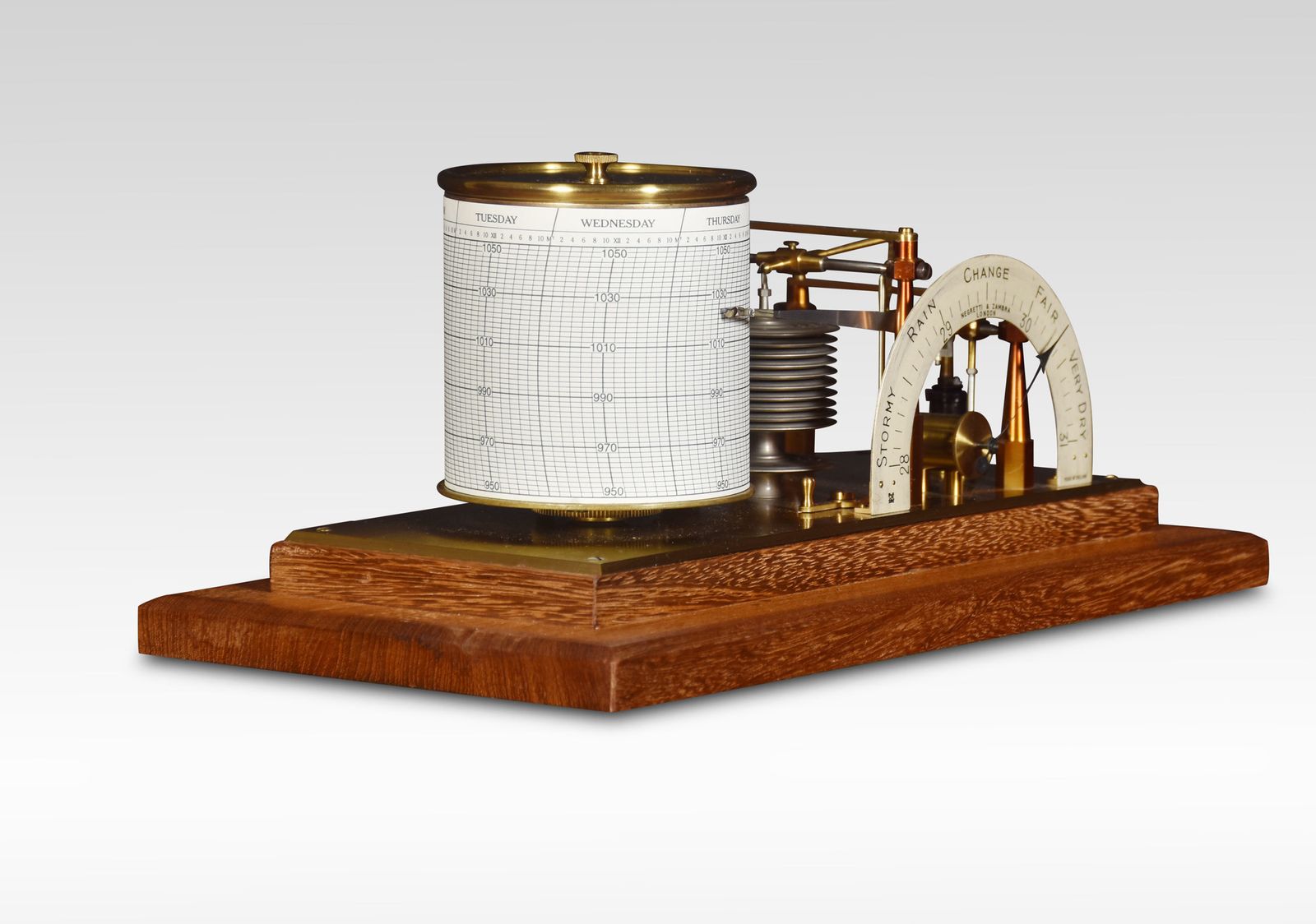 Mahogany Cased Barograph And Barometer By Negretti & Zambra photo for sale