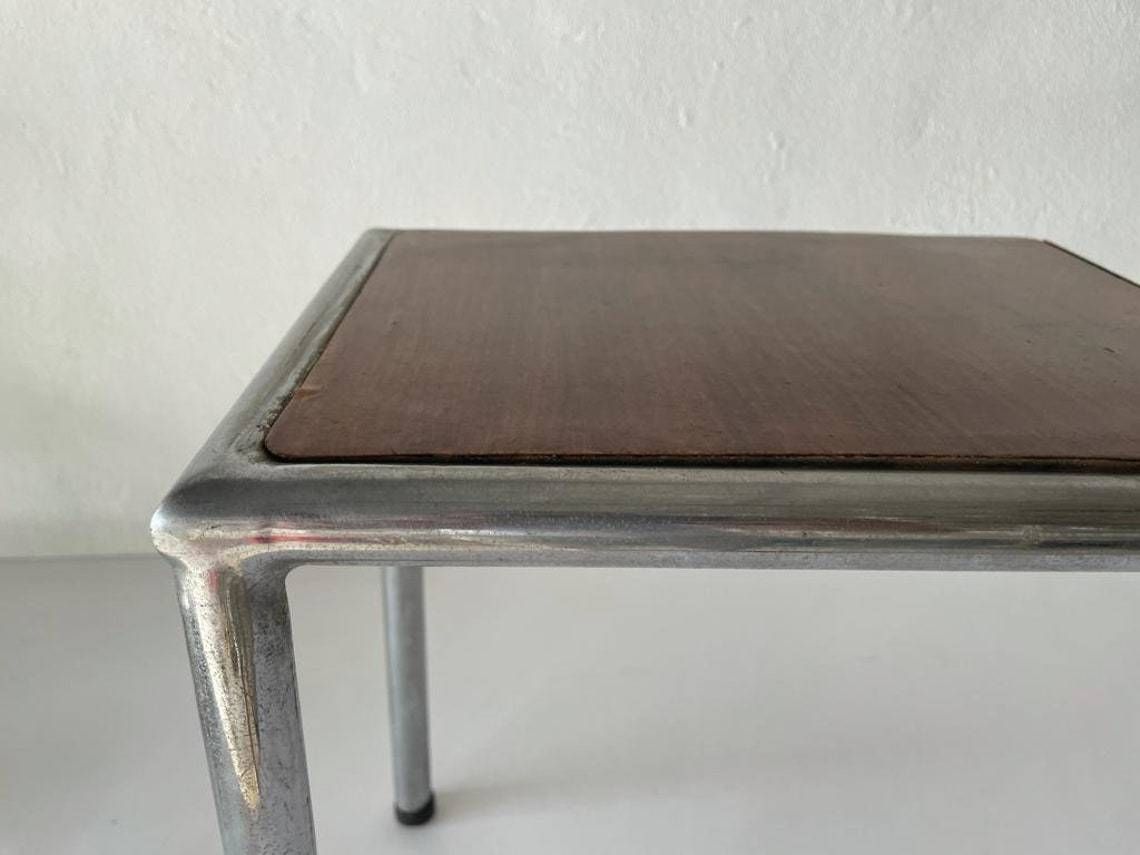 photo furniture Unusual Italian Design Wooden And Thick Metal Body Pair Of Industrial Side Tables Or Stools1970s Italy