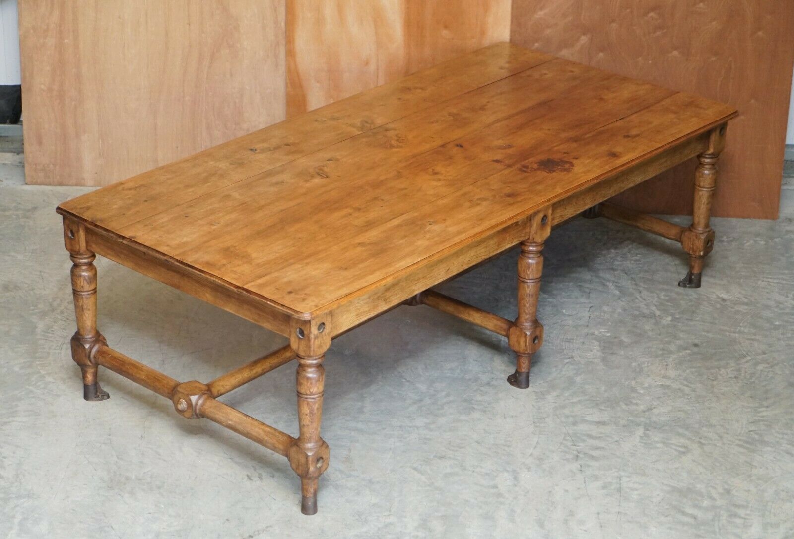 Unique Antique Victorian 1860 Ships Refectory Dining Table Phosphor Bronze Feet