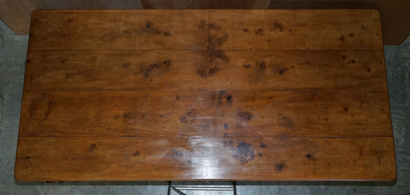 Unique Antique Victorian 1860 Ships Refectory Dining Table Phosphor Bronze Feet photo for sale