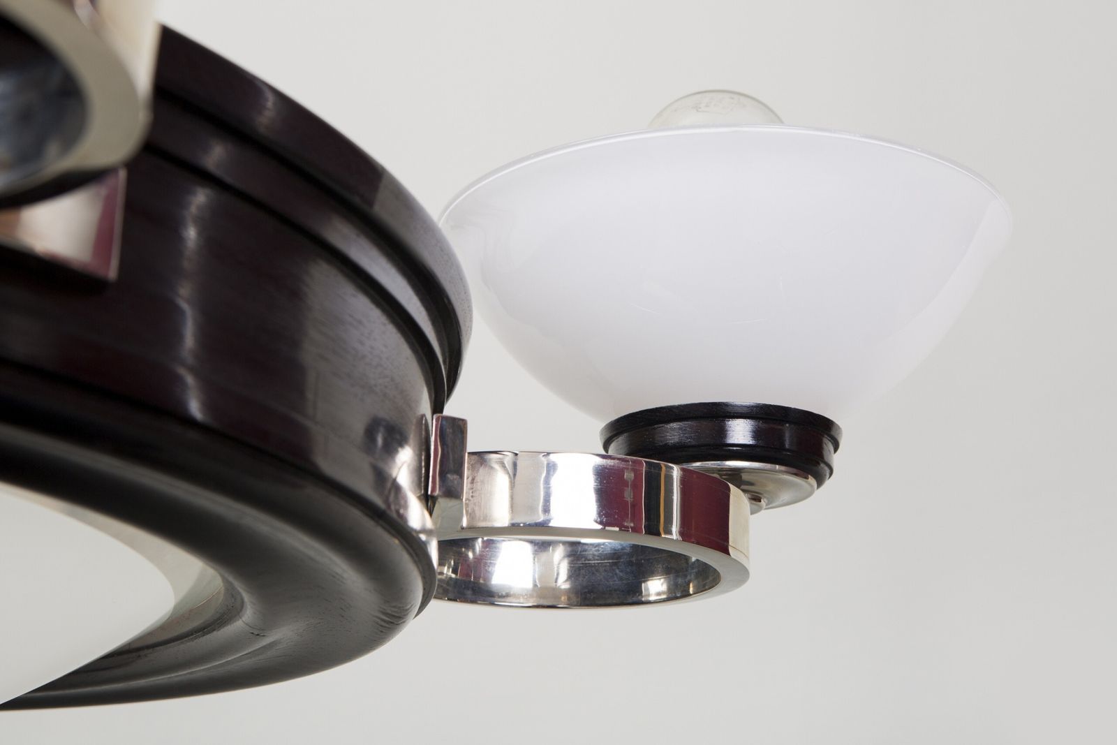 Art Deco Chandelier, Made In Germany In The 1930s. Nickel, Oak And Glass photo furniture