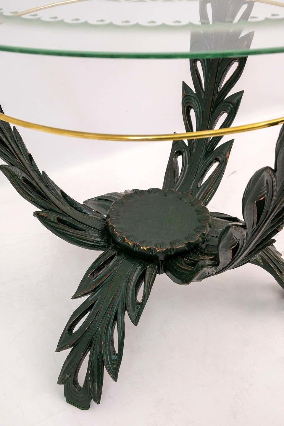 Pierluigi Colli Midcentury Italian Brass And Wood Coffee Table, 1950s photo vinterior