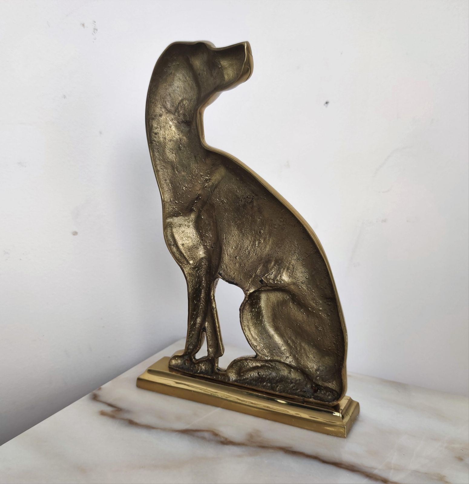 1970s Italian Gilt Brass Setter Dog Door Stop Or Bookend photo Art