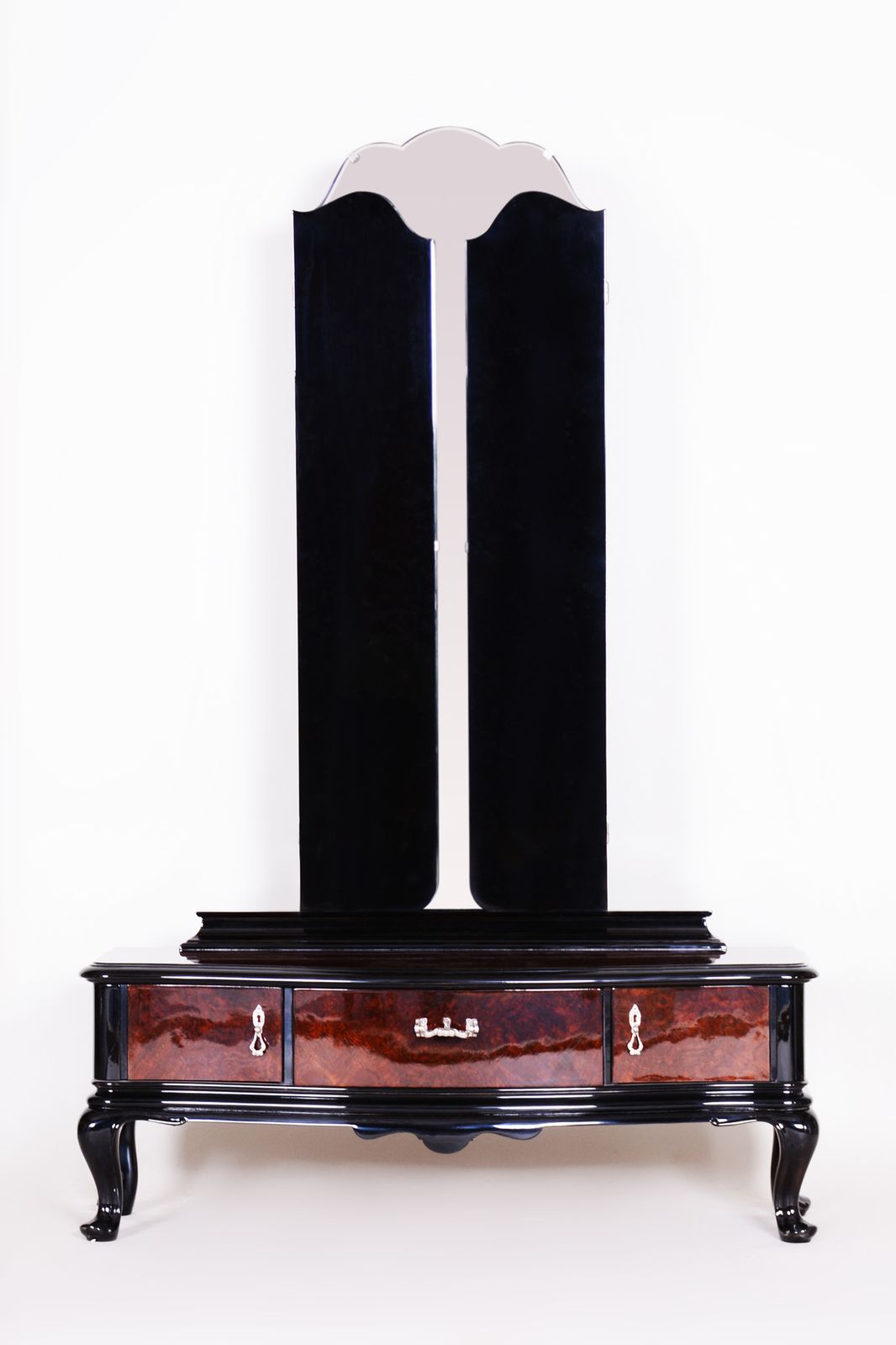 Ebonized Walnut Toilette Made In 1920s Czechia. Art Deco. Restored To High Gloss.