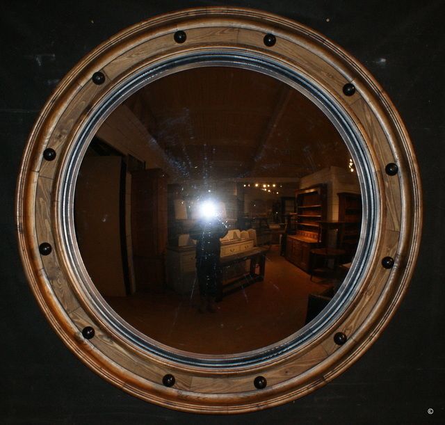 Huge Pine Convex Mirror Made From Old Wood. Can Be Painted. photo furniture