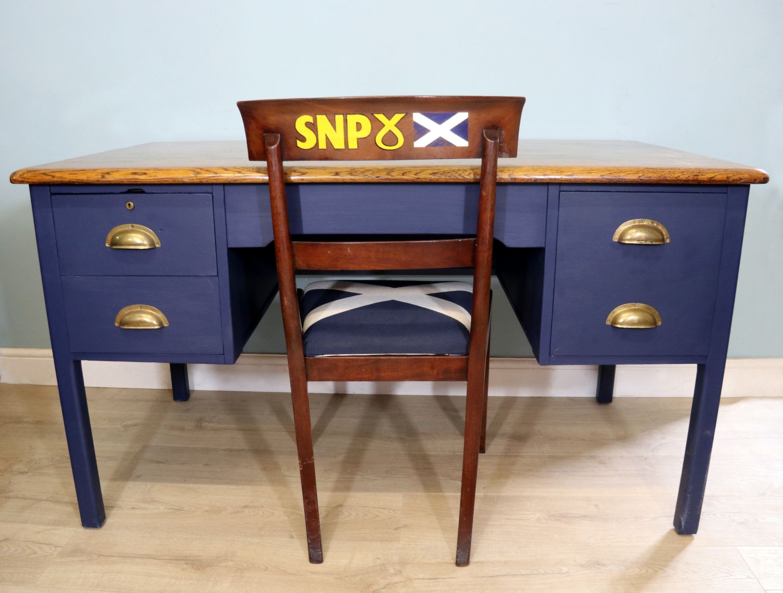 Solid 19th Century Mahogany Desk Chair And Upholstered In Saltire Fabric photo furniture