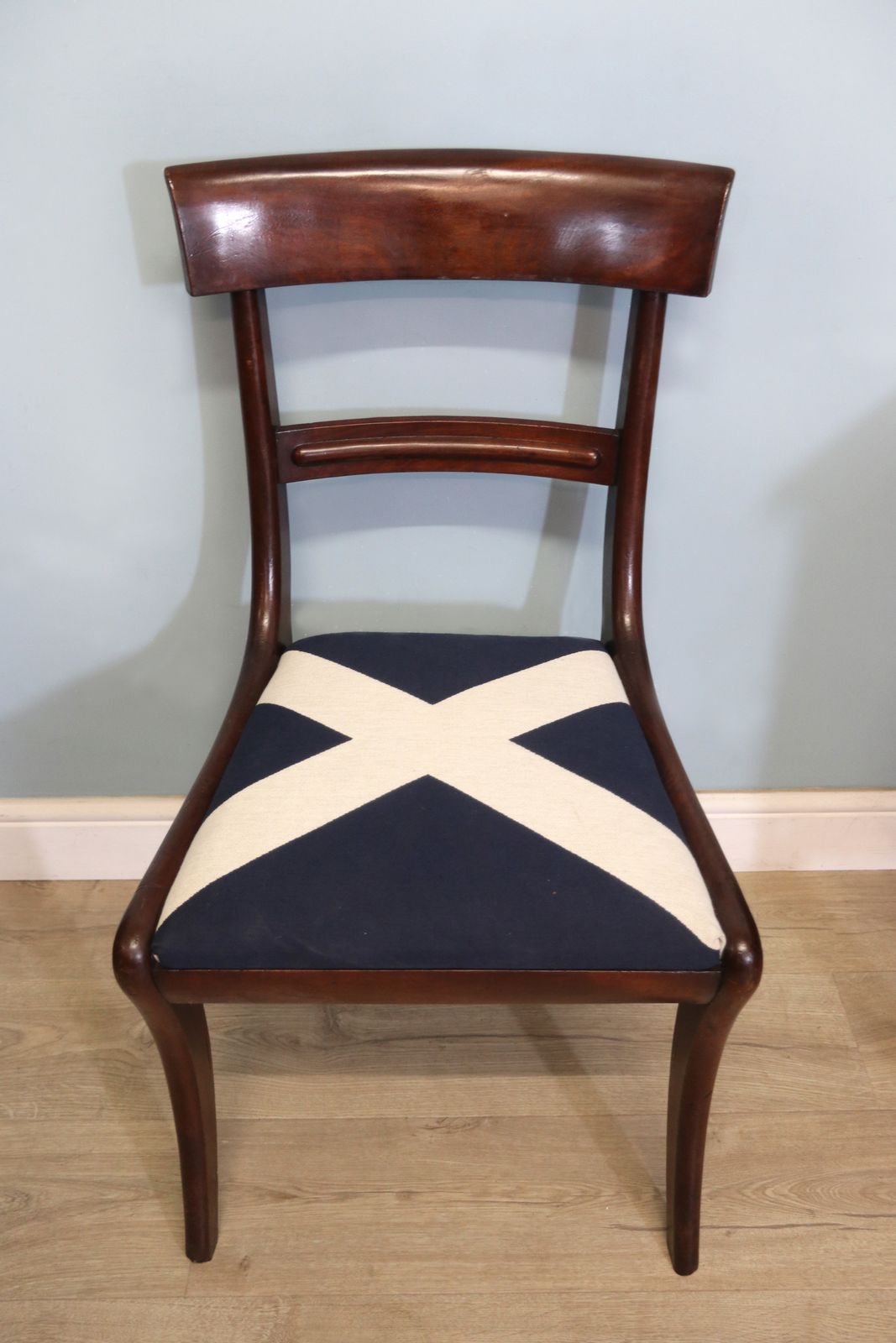 photo furniture Solid 19th Century Mahogany Desk Chair And Upholstered In Saltire Fabric