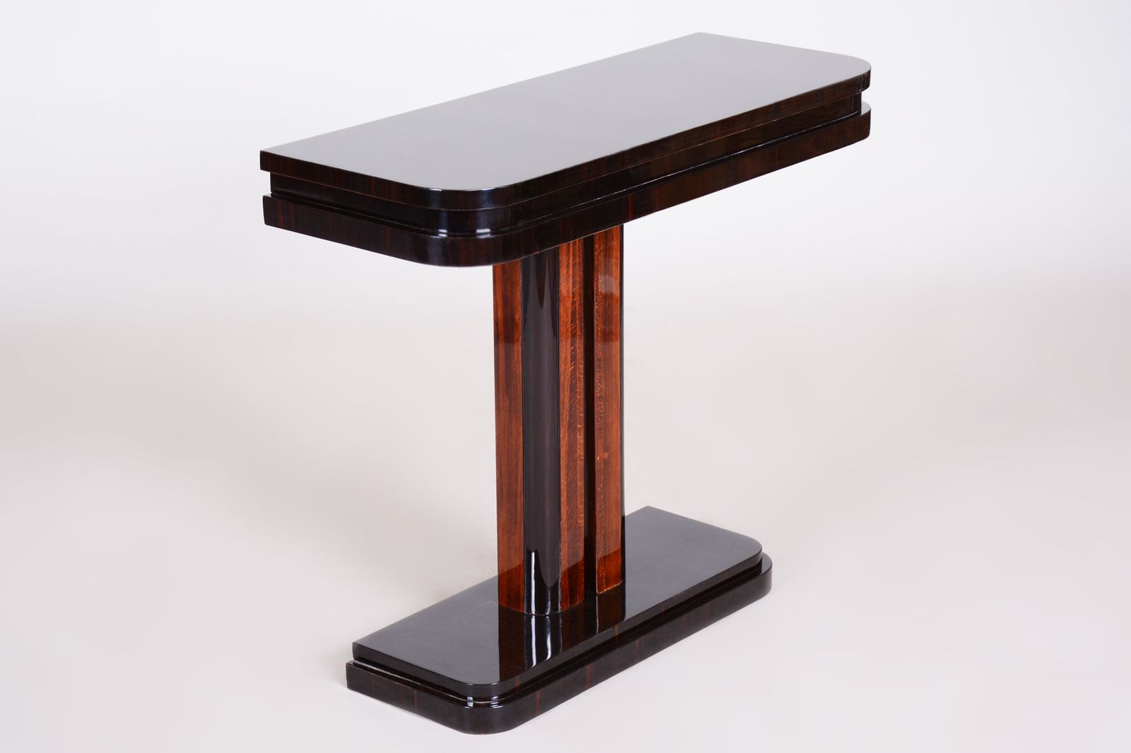 Pair Of Unique French Artdeco Bed Side Tables, High Gloss, Makasar, 1920s photo vinterior