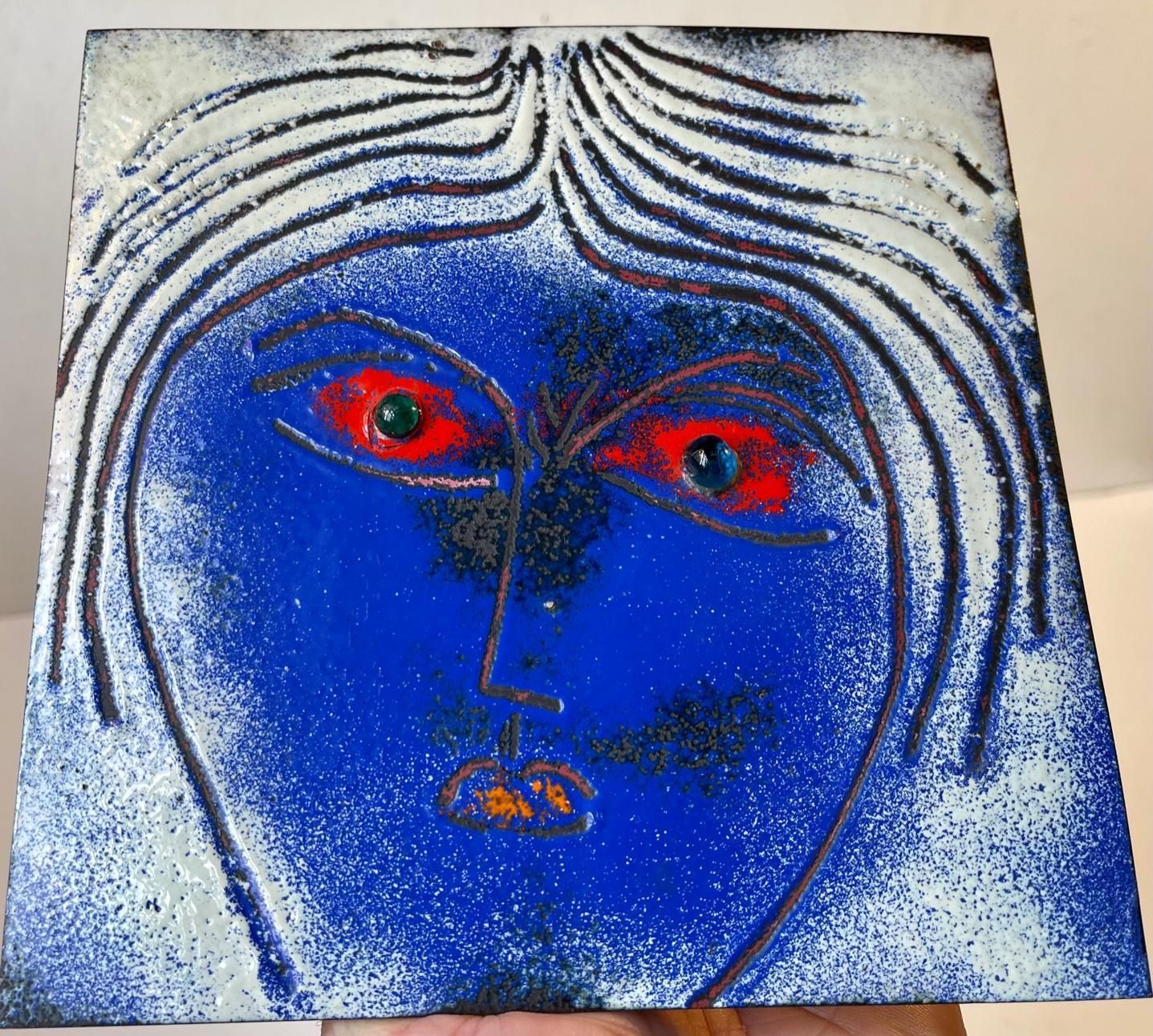Modernist Enamel Art Work By Jacob Hull 1970s photo for sale