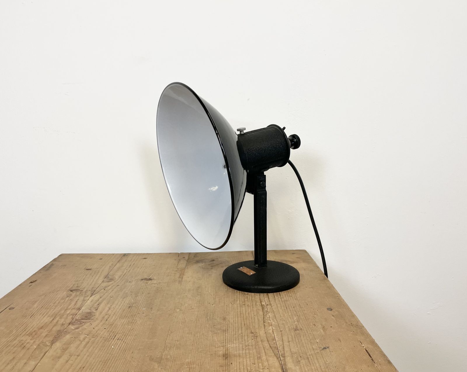 Vintage  Black Enamel Table Lamp, 1950s, 3x photo vintage
