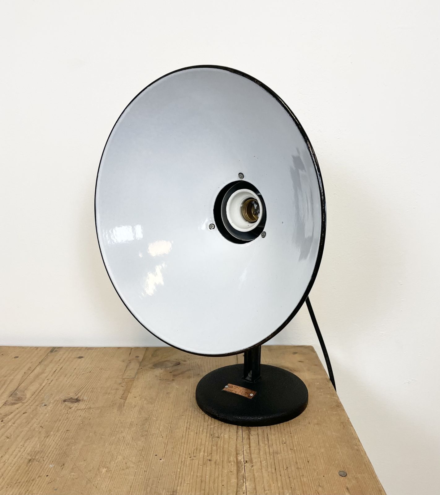 photo for sale Vintage  Black Enamel Table Lamp, 1950s, 3x