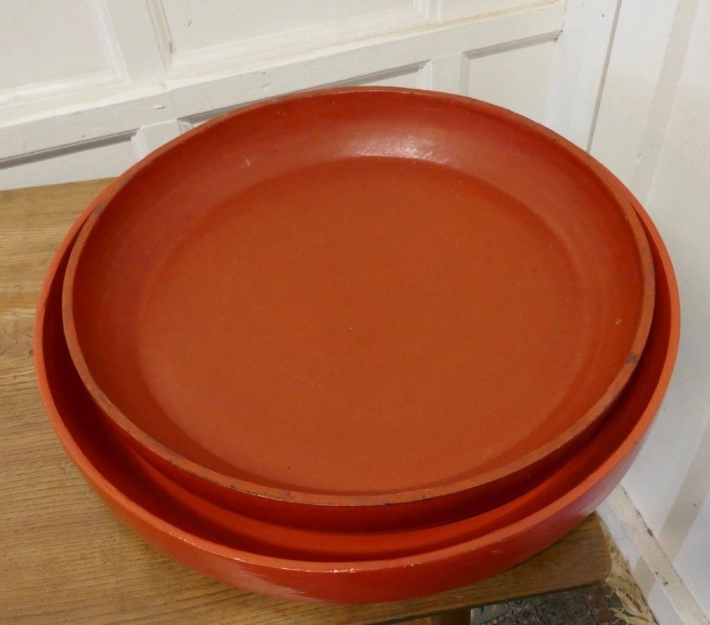 A Pair Of North African Folk Art Hand Made Red Ochre Dishes photo furniture