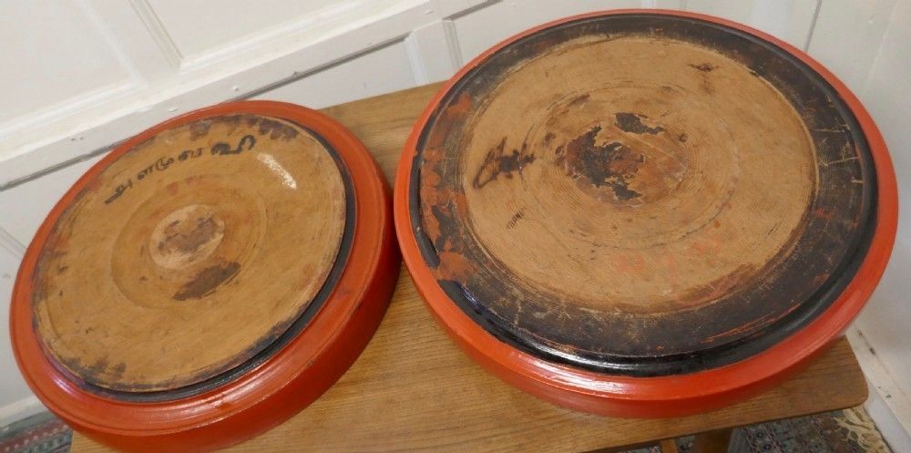 A Pair Of North African Folk Art Hand Made Red Ochre Dishes photo for sale