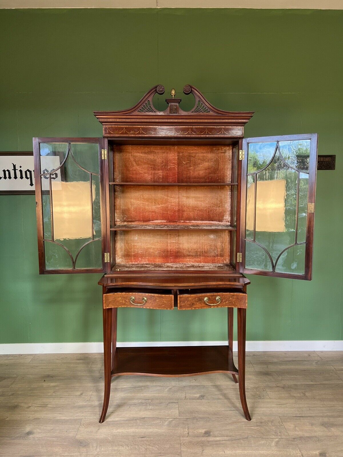 Superb Top Quality Sheraton Revival Inlaid China Cabinet. photo Furniture
