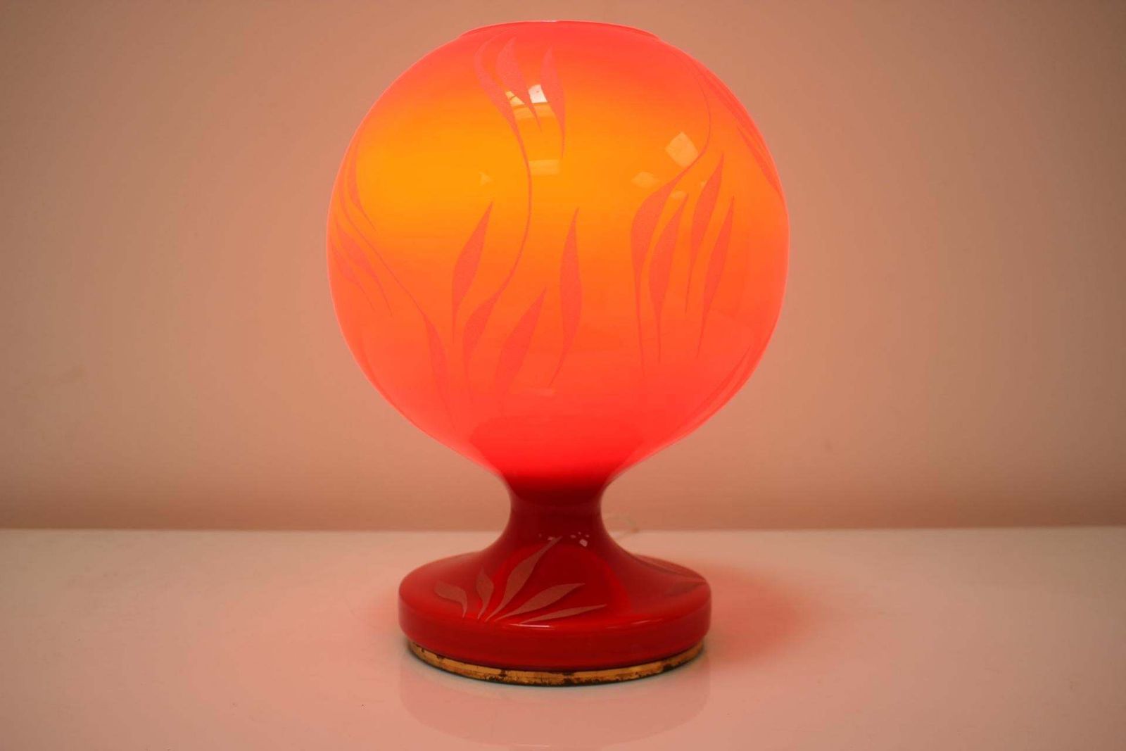 Mid Century All Glass Table Lamp/Osvetlovaci Sklo Valasske Mezirici 1970's. photo vinterior