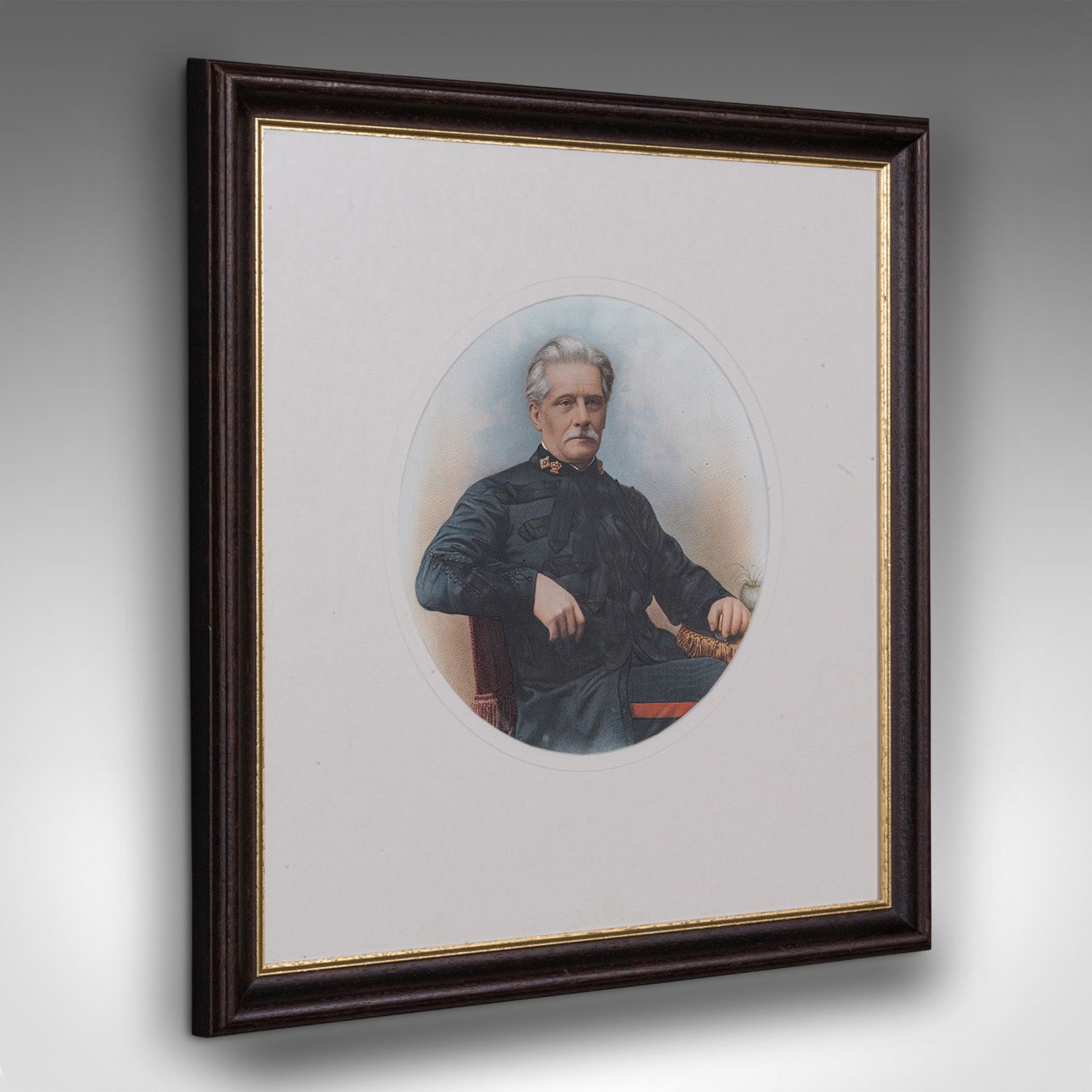 Antique Portrait, English, Framed Ceramic Painting, Photographs, 1890