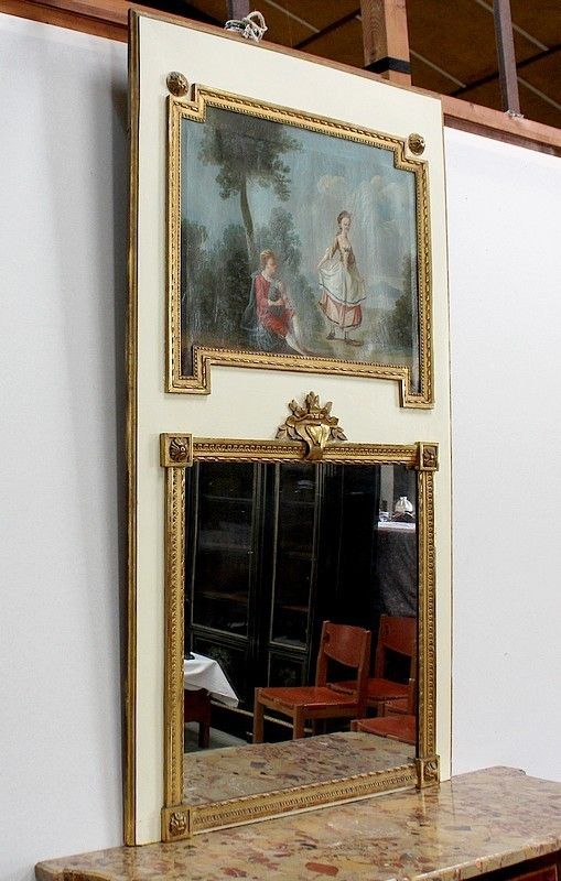 Large Trumeau Mirror, 1800s, Antique photo furniture