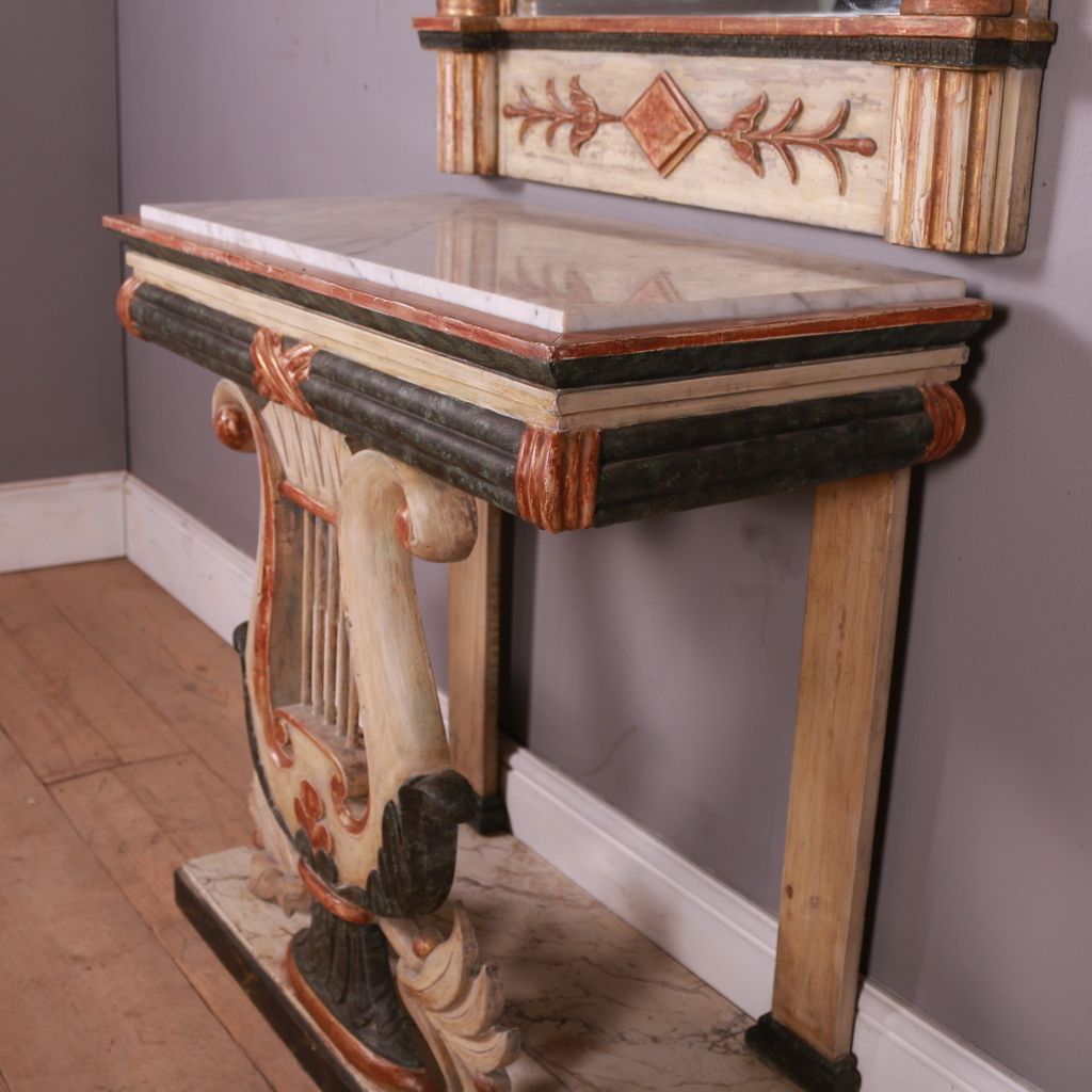 photo furniture Swedish Painted Console Table And Mirror
