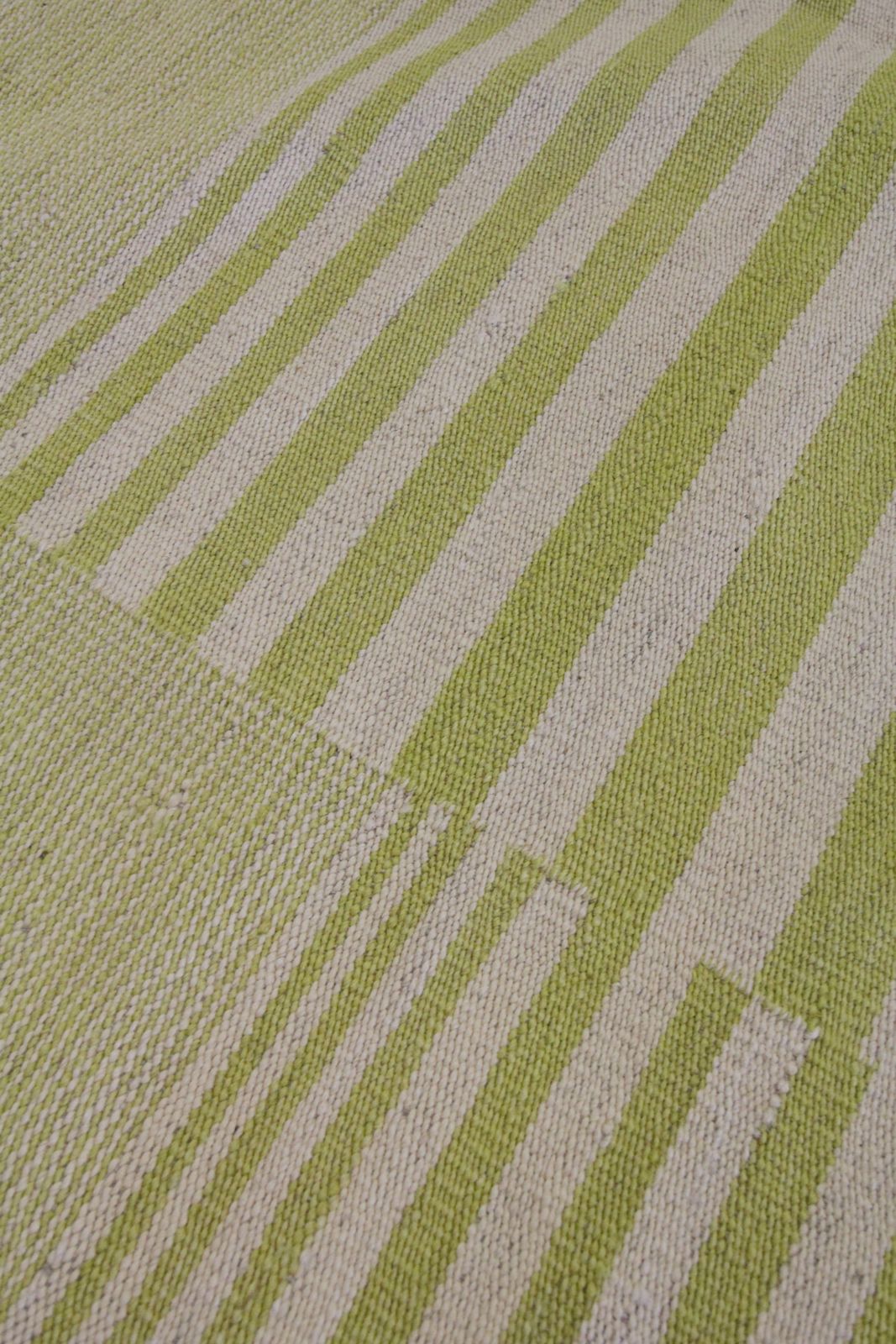 Handmade Modern Striped Rug, Green Yellow Scandinavian Kilim 150x197cm photo vinterior