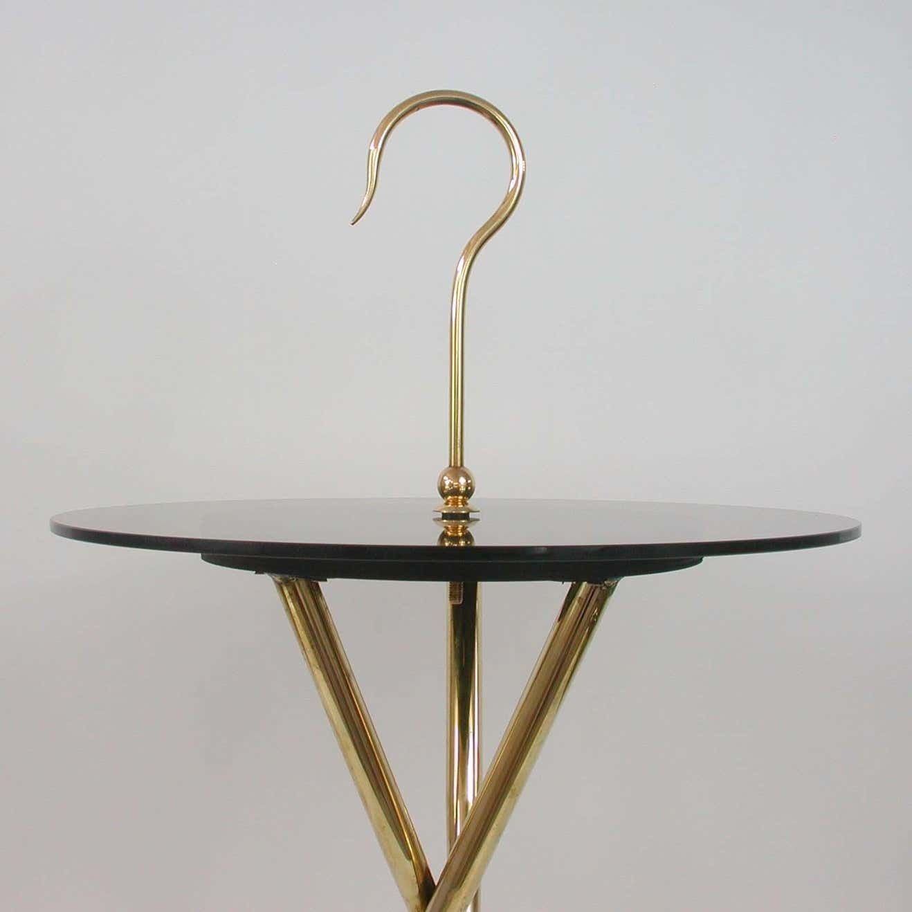 Italian Midcentury Brass And Tinted Glass Occasional Table, 1950s photo buy