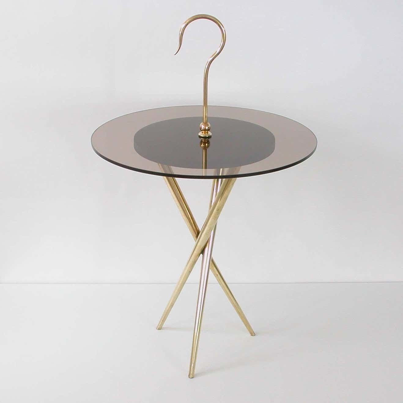 photo furniture Italian Midcentury Brass And Tinted Glass Occasional Table, 1950s