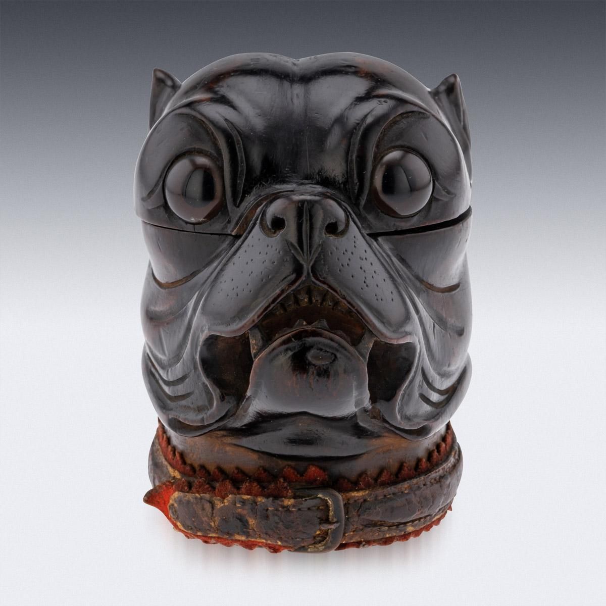 19th Century Victorian Lignum Vitae Bulldog Inkwell photo furniture